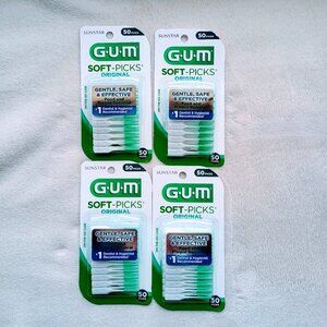4 packs Sunstar G.U.M. Soft Picks Advanced 50 Picks/Pack - 200 Total Picks